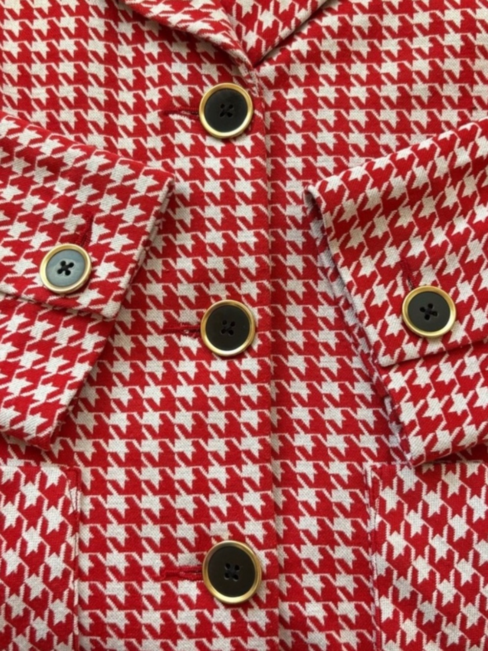 CABI STYLE# 4249 Red & White Houndstooth Jacket - Size L - NWOT! - Picture 5 of 11